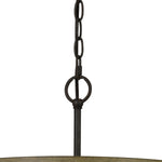 Benzara 3 Bulb Hanging Pendant Fixture with Wooden and Metal Frame, Brown and Black