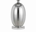 Benzara Fabric Table Lamp with Spherical Glass Base and Ball Accent, Gray and Clear