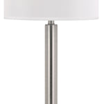 Benzara 60 X 2 Watt Metal Frame Night Stand Lamp with Fabric Shade, White and Silver