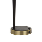 Benzara Downbridge Design Metal Desk Lamp with 2 USB Ports, White and Black