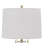 Benzara 60 X 2 Watt Metal Table Lamp with Fabric Drum Shade, White and Gold