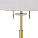 Benzara 60 X 2 Watt Metal Table Lamp with Fabric Drum Shade, White and Gold