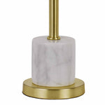 Benzara 60 X 2 Watt Metal Table Lamp with Fabric Drum Shade, White and Gold