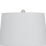 Benzara Fabric Shade Table Lamp with Bellied Glass Base, White and Orange