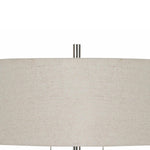 Benzara Tubular Metal and Marble Desk Lamp with Fabric Drum Shade, White