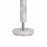 Benzara Tubular Metal and Marble Desk Lamp with Fabric Drum Shade, White