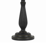Benzara Metal Swing Arm Table Lamp with Pedestal Base and Empire Shade, Black