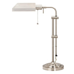 Benzara Metal Rectangular Desk Lamp with Adjustable Pole, Silver