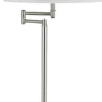 Benzara Metal Round 3 Way 28`` Table Lamp with Spider Type Shade, Silver and White