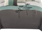 Benzara 8 Piece Queen Polyester Comforter Set with Floral Embroidery, Multicolor