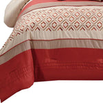 Benzara 8 Piece King Polyester Comforter Set with Geometric Embroidery, Orange