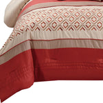 Benzara 8 Piece Queen Polyester Comforter Set with Geometric Embroidery, Orange