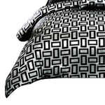 Benzara 6 Piece Polyester Queen Comforter Set with Geometric Print, Gray and Black
