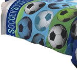 Benzara 4 Piece Full Size Comforter Set with Soccer Theme, Multicolor