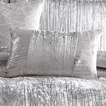 Benzara King Size 7 Piece Fabric Comforter Set with Crinkle Texture, Silver
