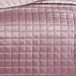 Benzara 3 Piece Queen Size Coverlet Set with Stitched Square Pattern, Pink