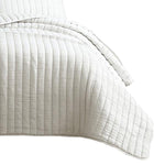 Benzara 3 Piece Crinkle Queen Size Coverlet Set with Vertical Stitching, White