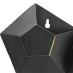 Benzara Hexagonal Shape Conjoined Metal Frame Triple Wall Vase, Black