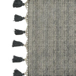 Benzara 3 x 2 Feet Block Printed Cotton Rug with Tassel, Gray and Off White