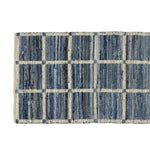 Benzara 8 x 2.5 Feet Reversible Cotton Rug with Grid Pattern, Blue and Off White