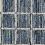 Benzara 8 x 2.5 Feet Reversible Cotton Rug with Grid Pattern, Blue and Off White