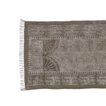 Benzara 2.5 X 8 Feet Rectangular Fabric Runner with Block Prints, Dark Gray