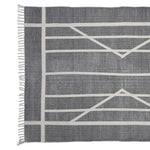 Benzara 4 X 6 Feet Fabric Rug with Fringes and Centerpoint Stripes, Gray and White