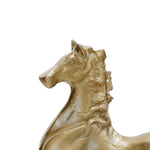 Benzara 16 Inch Aluminum Galloping Horse Sculpture, Champagne Gold