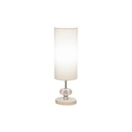 Benzara Metal Table Lamp with Cylindrical Shade and Crystal Accent,Clear and White