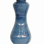 Benzara 19 Inch Glass Candle Holder with Turned Pedestal Design, Set of 2, Blue