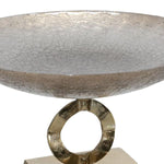 Benzara Round Glass Bowl Accent Decor with Ring Design Support, Gray and Bronze