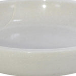 Benzara Marble Round Bowl Accent Decor with Flared Base, White and Gold