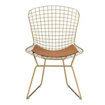 Benzara Metal Side Chair with Cage Design Backrest and Sled Base, Set of 2, Gold