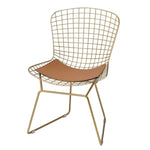 Benzara Metal Side Chair with Cage Design Backrest and Sled Base, Set of 2, Gold