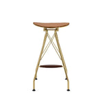 Benzara Metal Backless Barstool with Flared legs and Braces Support, Set of 2, Gold