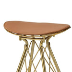 Benzara Metal Backless Barstool with Flared legs and Braces Support, Set of 2, Gold