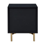 Benzara 3 Drawer Nightstand with Waved Recessed Fronts, Black and Gold