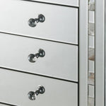 Benzara 3 Drawer Beveled Mirrored Nightstand with Pearl Inlay, Silver