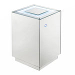 Benzara Mirrored Accent Table with Faux Diamond Inlaid Glass Top, Silver