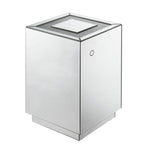 Benzara Mirrored Accent Table with Faux Diamond Inlaid Glass Top, Silver