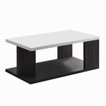 Benzara Wooden Coffee Table with Open Shelf, Glossy White and Brown