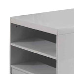 Benzara Wood and Metal Frame Coffee Table with Open Shelves, White and Chrome