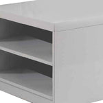 Benzara Wood and Metal Frame Coffee Table with Open Shelves, White and Chrome