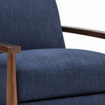 Benzara Fabric Upholstered Push Back Recliner with Tapered Legs, Blue and Brown
