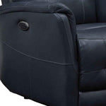 Benzara Faux Leather Upholstered Wooden Recliner with Switch Panel, Blue