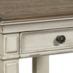 Benzara Wooden End Table with 1 Spacious Drawer, Brown and White
