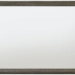 Benzara Rectangular Wooden Frame Mirror with Mounting Hardware, Gray and Silver