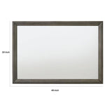 Benzara Rectangular Wooden Frame Mirror with Mounting Hardware, Gray and Silver