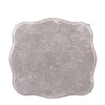 Benzara Marble Top Wooden End Table with Carvings and Anne Legs, Champagne Gold