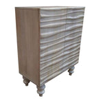 Benzara 2 Door Wooden Console Table with Wavy Pattern Fronts, White